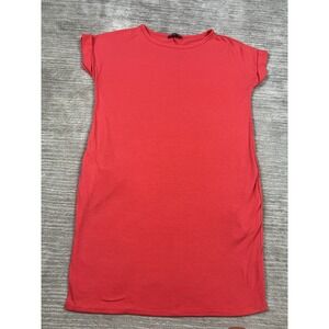 Shop Basic USA Dress Womens Medium OrangeShort Sleeve Pockets Shift T-Shirt Mini